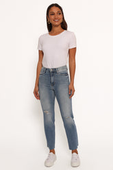 Just Black Distressed Slim Leg Jean - Light Denim