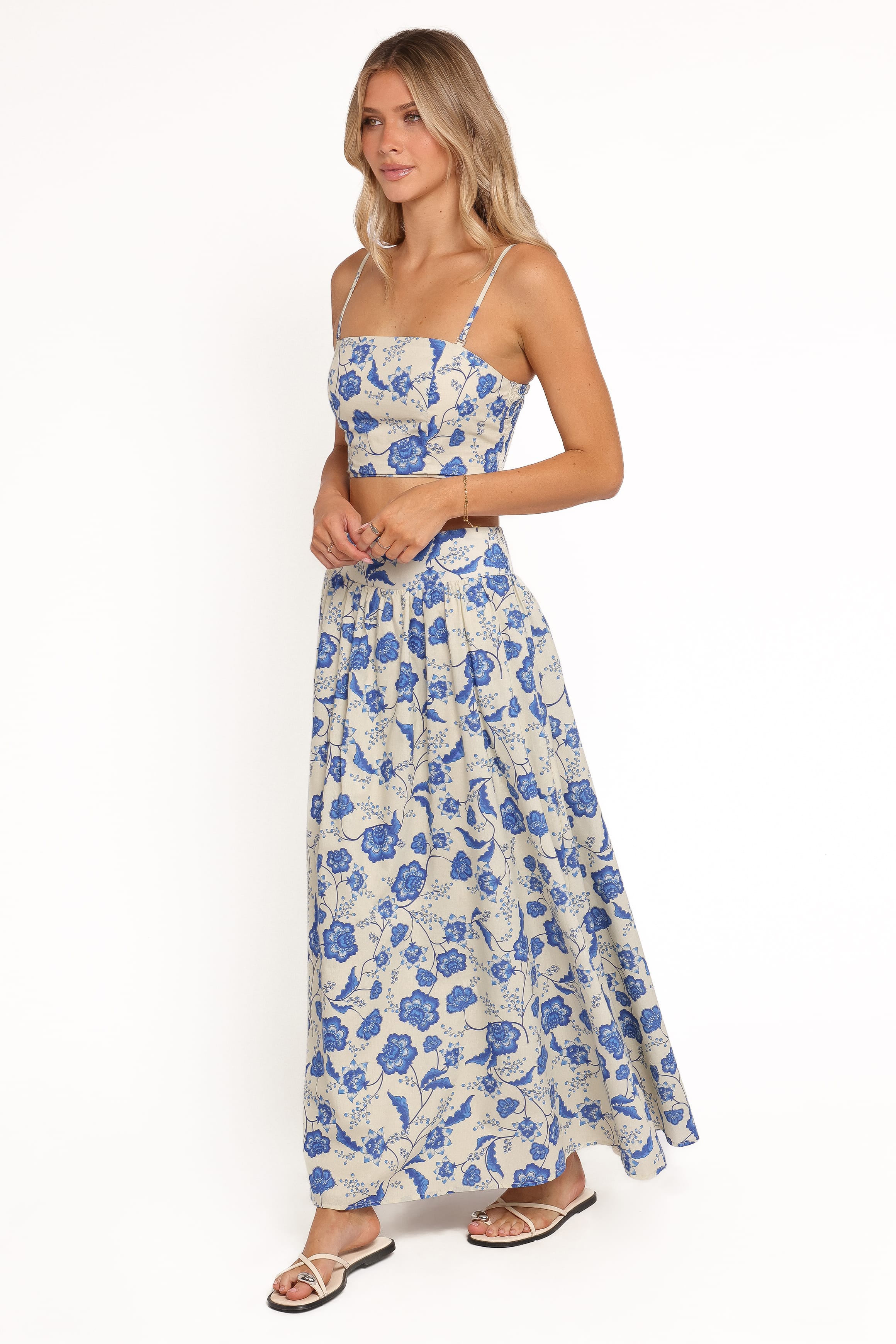 Kristy Maxi Skirt Set - Cream Floral